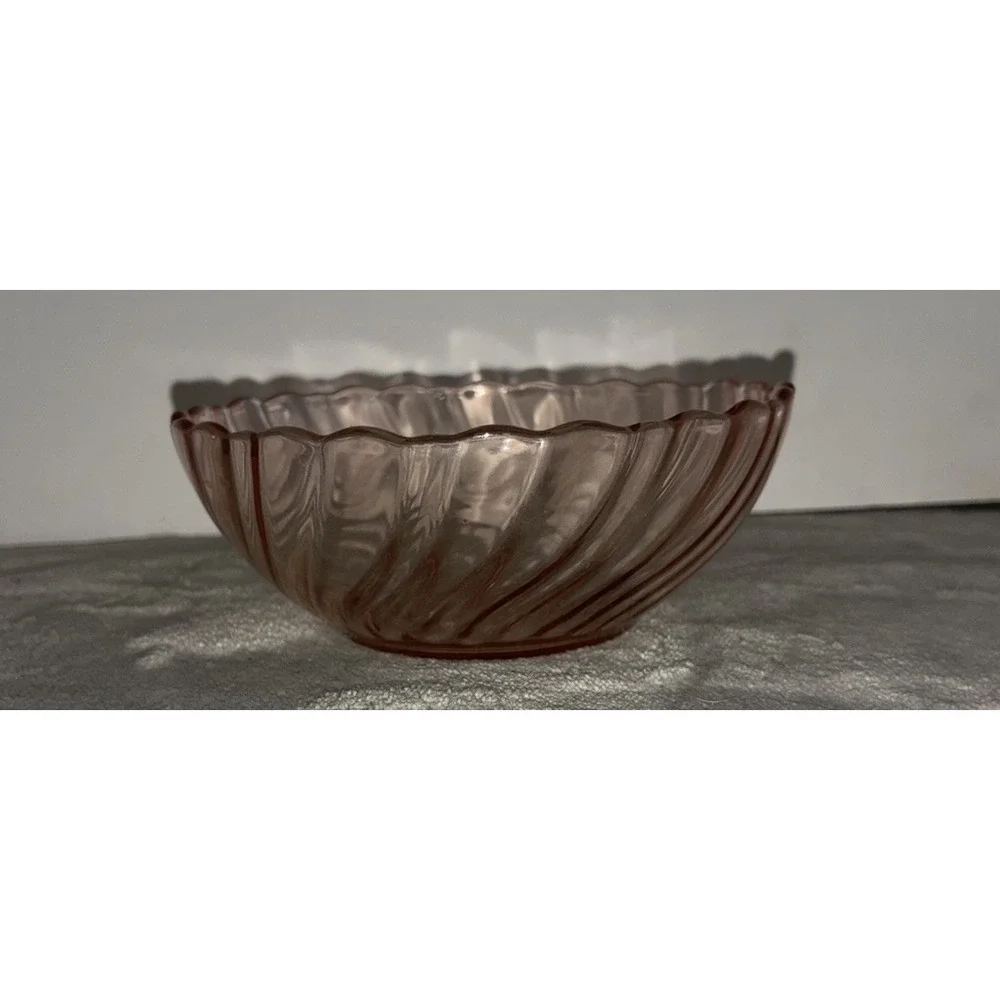 Arcoroc‎ Dessert Bowl Pink Depression Glass Rosaline Swirl 5